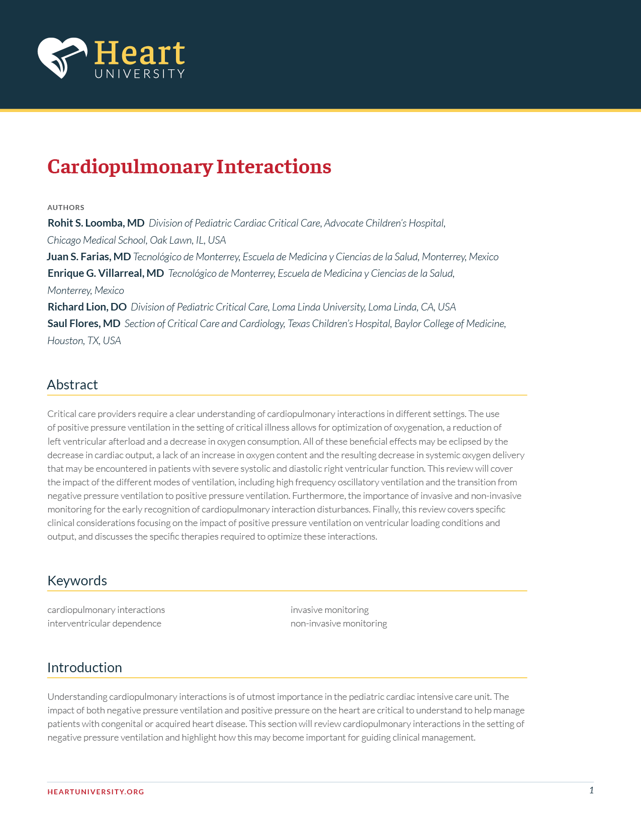 Cardiac ICU - Cardiopulmonary Interactions